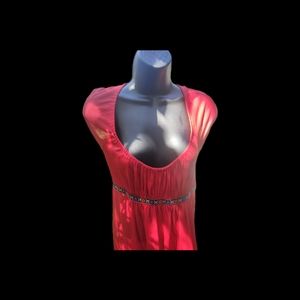 Red Vintage Empire Waist Lingerie Slip Dress